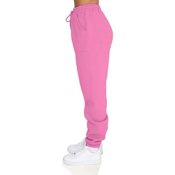 New Size Small Pink Fleece Lined, High Waisted, Cotton Jogger Sweatpants - Picture 3 of 5